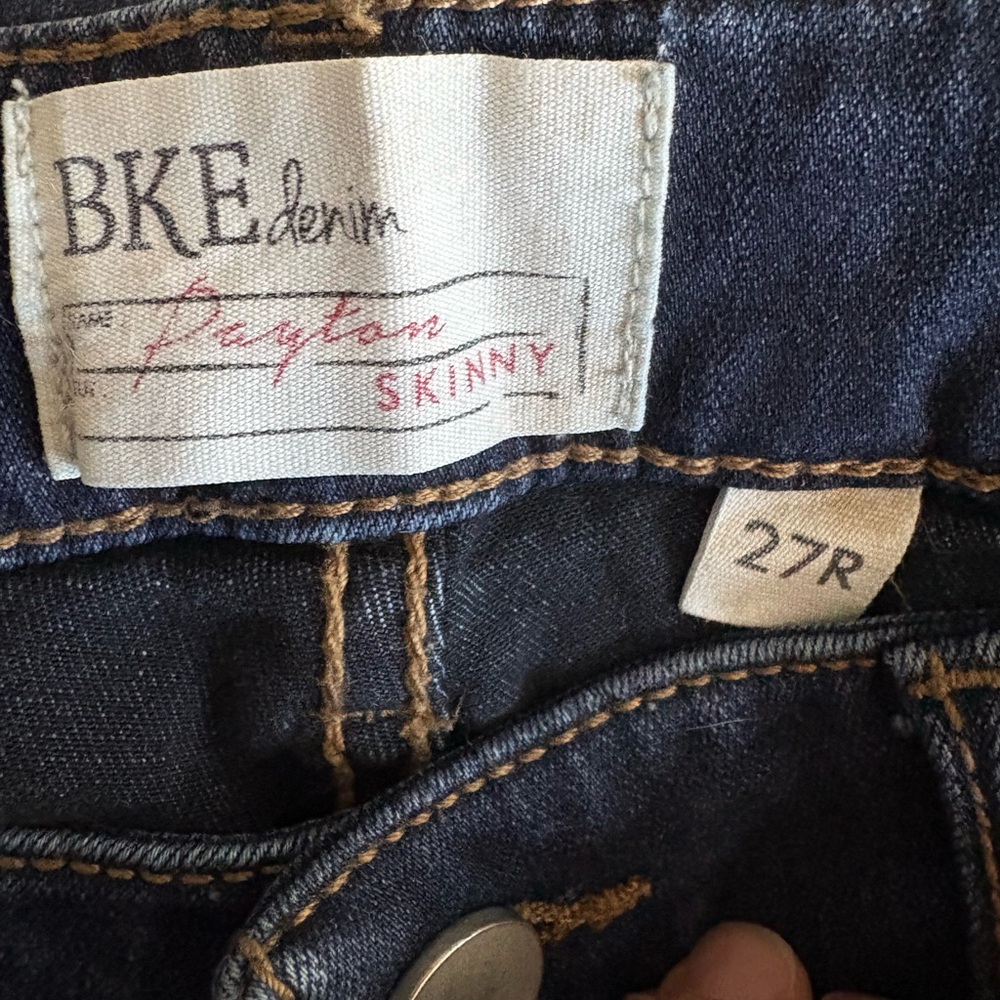 BKE Payton Ankle Skinny Jeans 27 Dark Wash Stretch Denim Whiskered - Picture 8 of 10